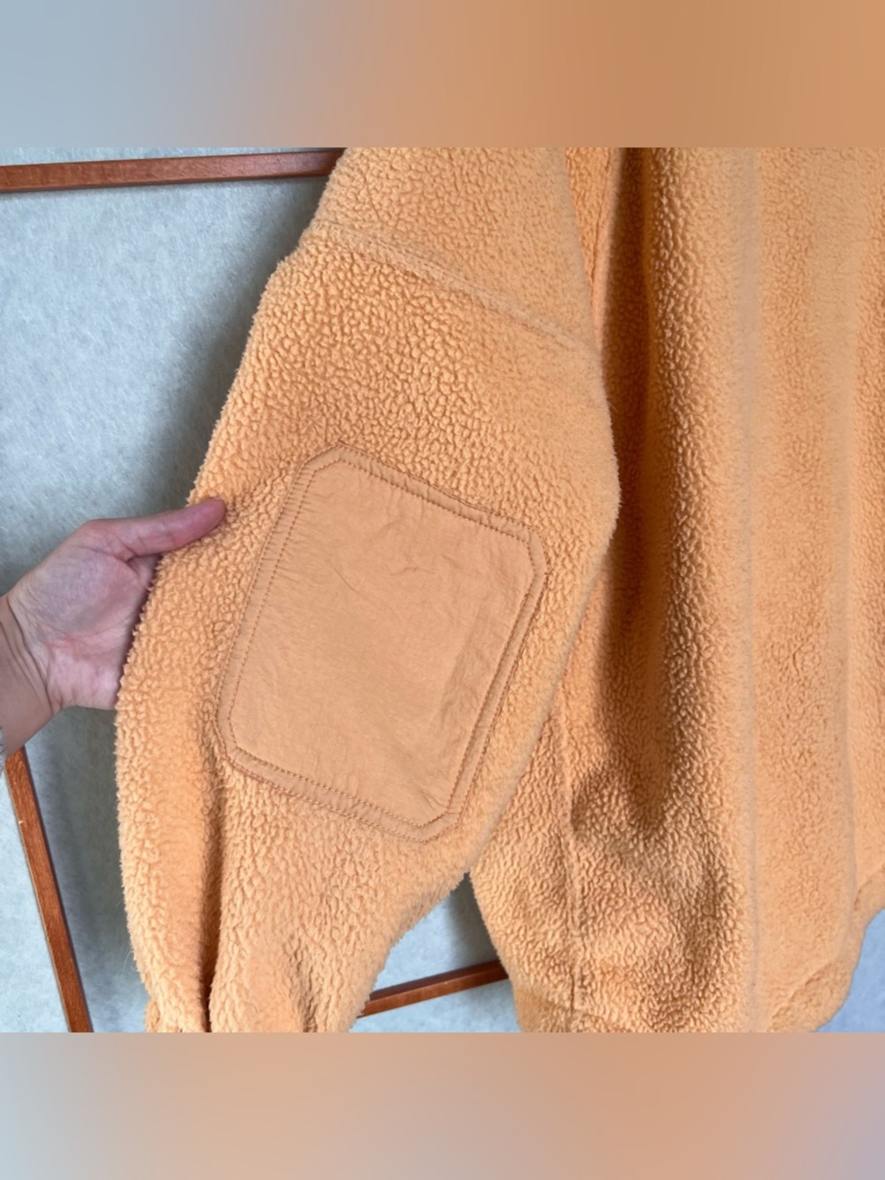 Free People Movement Hit The Trails Light Orange Fleece Oversized Jacket - Picture 9 of 11